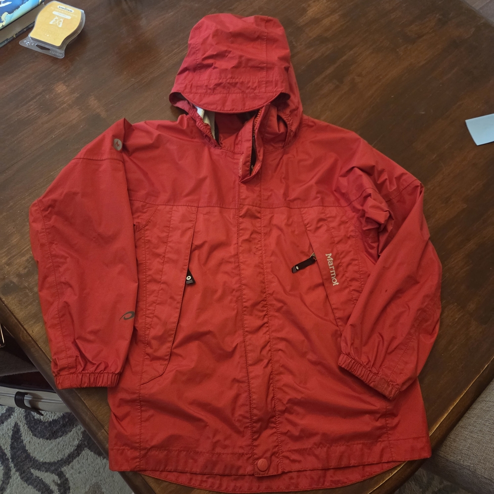 MARMOT YOUTH M Red Rain Jacket with Hood